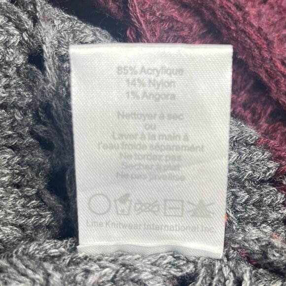John & Jenn Angora Blend Sweater Womens Small Burgundy Gray Chunky Knit - Picture 7 of 7